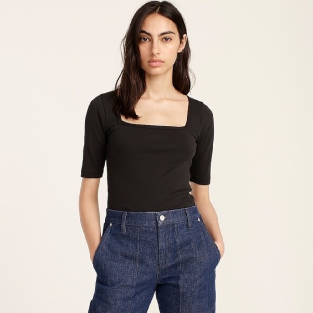 Perfect-fit elbow-sleeve squareneck T-shirt - Picture 6 of 8